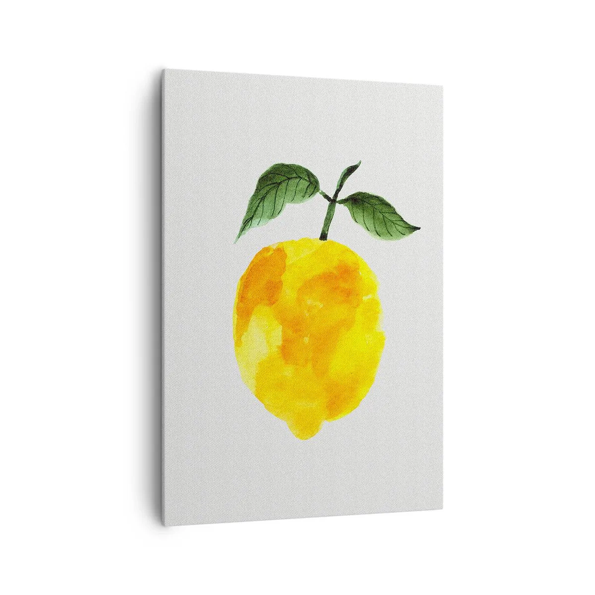 Impression sur toile - Image sur toile - Citron aquarelle avec des feuilles vertes sur fond clair - 70x100cm - Comment reconnaitre le goût du soleil - Décoration murale moderne pour le salon et la chambre ARTTOR