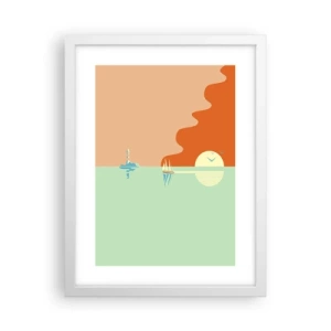 Affiche dans un cadre blanc - Poster - Paysage idéal de la mer - 30x40 cm