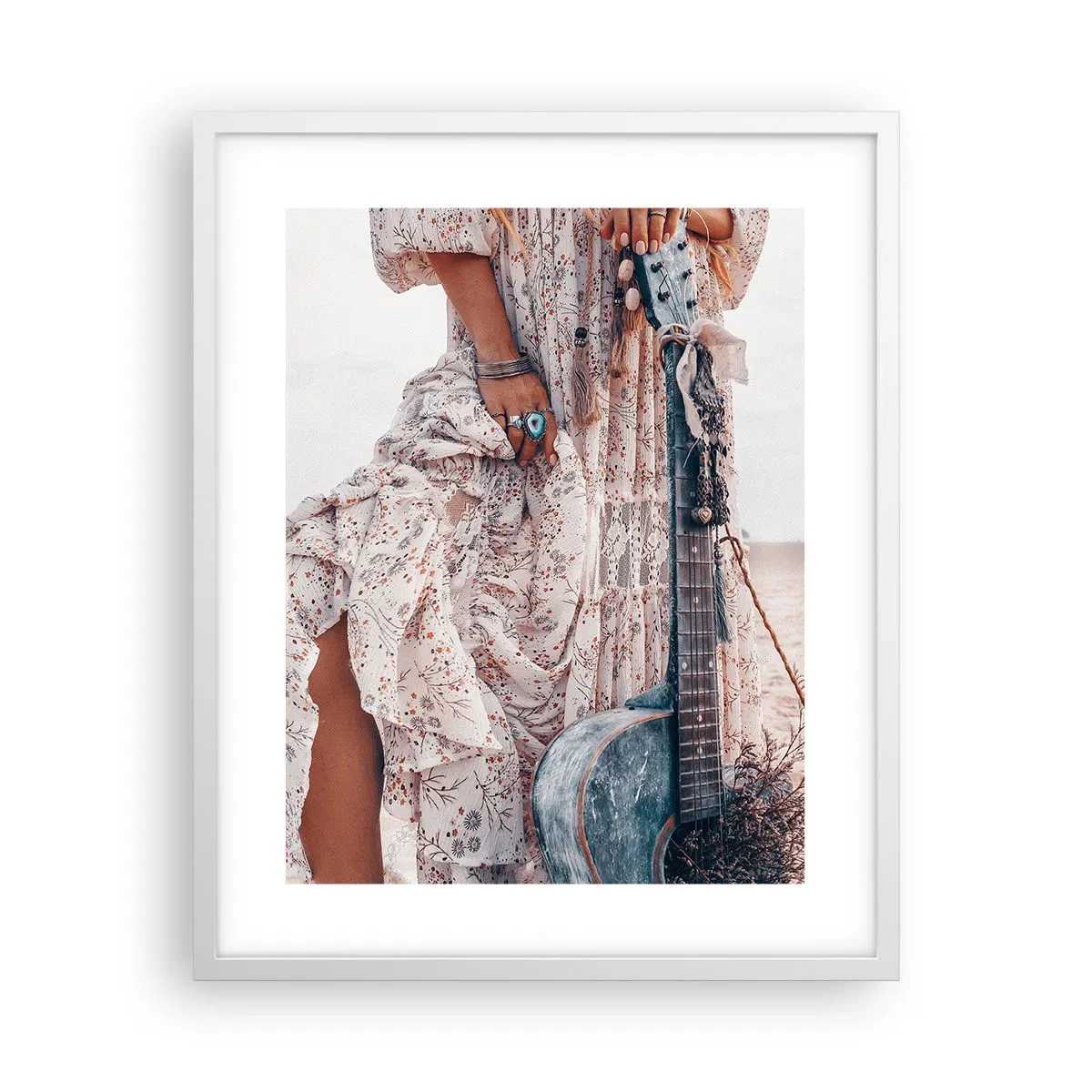 Affiche dans un cadre blanc - Poster - Enfant de fleur en route - 40x50 cm