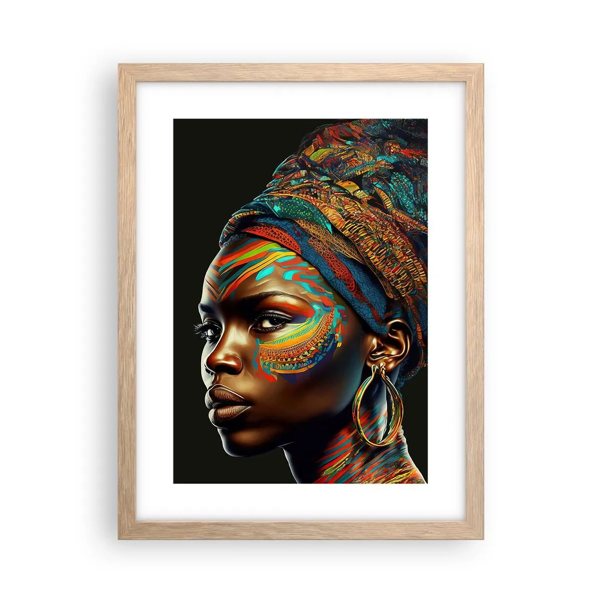 Affiche dans un chêne clair - Poster - reine africaine - 30x40 cm