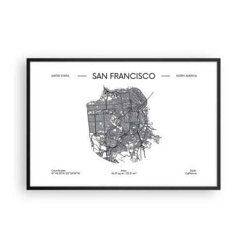 Affiche dans un cadre noir - Poster - Anatomie de San Fransisco - 91x61 cm