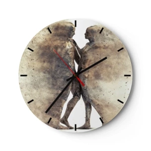 Horloge murale - Pendule murale - Deux silhouettes dans un style abstrait sur un fond clair - 30x30cm - Ils sont sortis de la poussière pour aimer - Décoration murale moderne pour le salon, la cuisine et la chambre ARTTOR