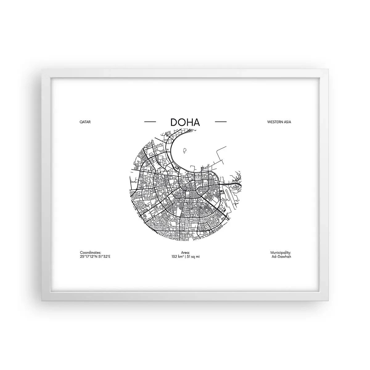 Affiche dans un cadre blanc - Poster - Anatomie de Doha - 50x40 cm