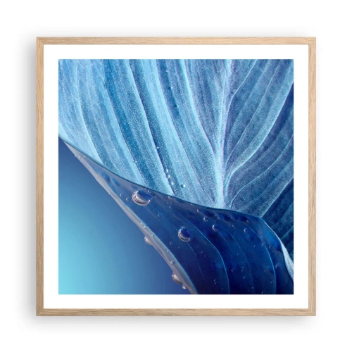 Affiche dans un chêne clair - Poster - Gouttes cachées du bleu - 60x60 cm