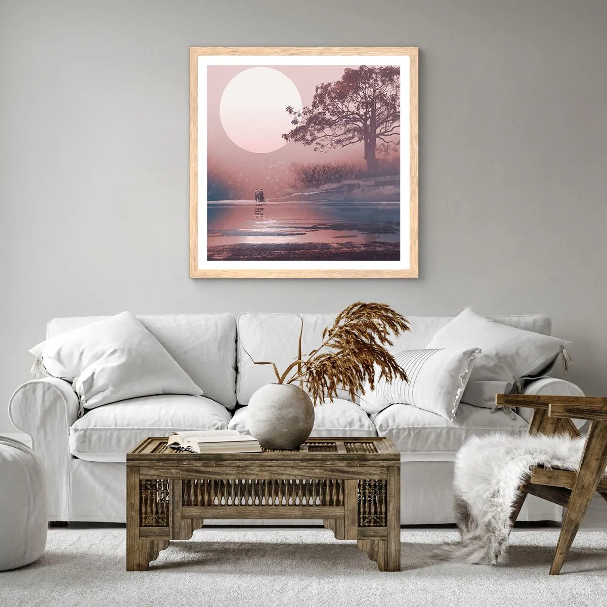 Affiche dans un chêne clair - Poster - Merveilles de la nuit - 60x60 cm