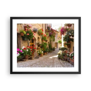 Affiche dans un cadre noir - Poster - Une inondation de fleurs  - 50x40 cm