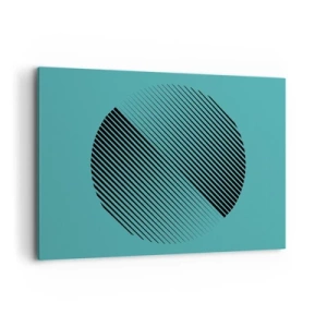 Impression sur toile - Image sur toile - Un cercle minimaliste avec des lignes sur un fond turquoise. - 100x70cm - Cercle – une variation géométrique - Décoration murale moderne pour le salon et la chambre ARTTOR
