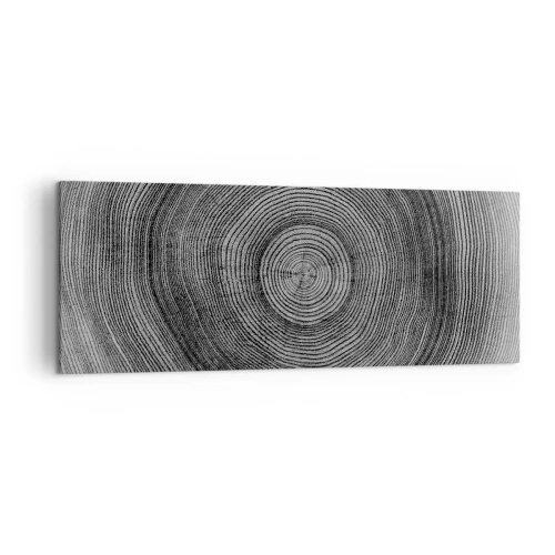Impression sur toile - Image sur toile - Motif de cernes d'arbre noir et blanc montrant une coupe transversale du tronc - 140x50cm - Signe du temps - Décoration murale moderne pour le salon et la chambre ARTTOR