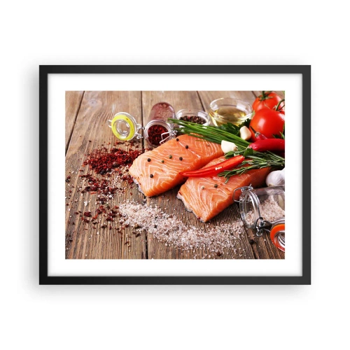 Affiche dans un cadre noir - Poster - Aventure norvégienne dans la cuisine - 50x40 cm