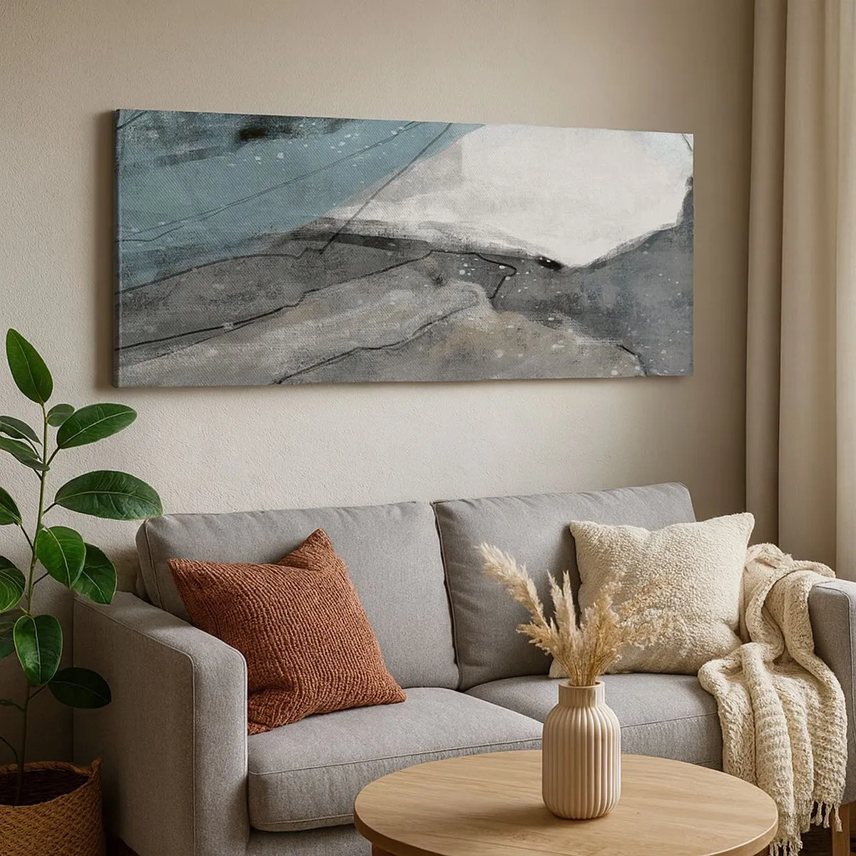 Impression sur toile - Image sur toile - Résumé : roches et glace - 100x40 cm