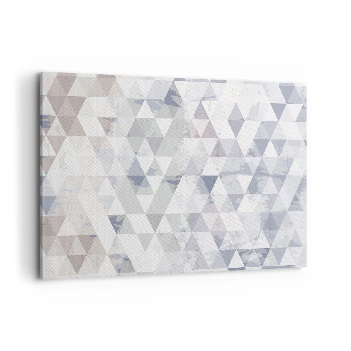 Impression sur toile - Image sur toile - Motif géométrique triangulaire dans des tons pastel - 100x70cm - En rythme de trois - Décoration murale moderne pour le salon et la chambre ARTTOR