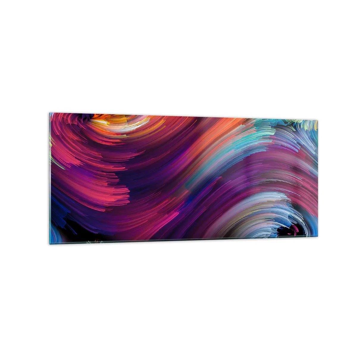 Impression sur verre - Image sur verre - Tourbillons abstraits aux couleurs vibrantes - 120x50cm - Le début d'un nouveau monde - Décoration murale moderne pour le salon et la chambre ARTTOR