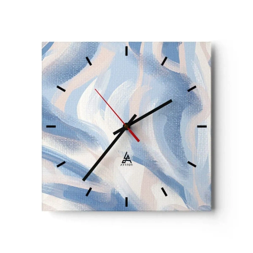 Horloge murale - Pendule murale - Coups de pinceau abstraits dans des tons de bleu et de beige - 30x30cm - Vagues bleues - Décoration murale moderne pour le salon et la chambre ARTTOR