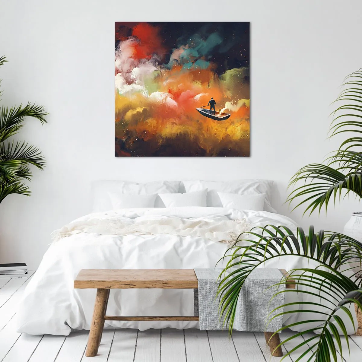 Impression sur toile - Image sur toile - En bateau à travers la galaxie - 40x40 cm