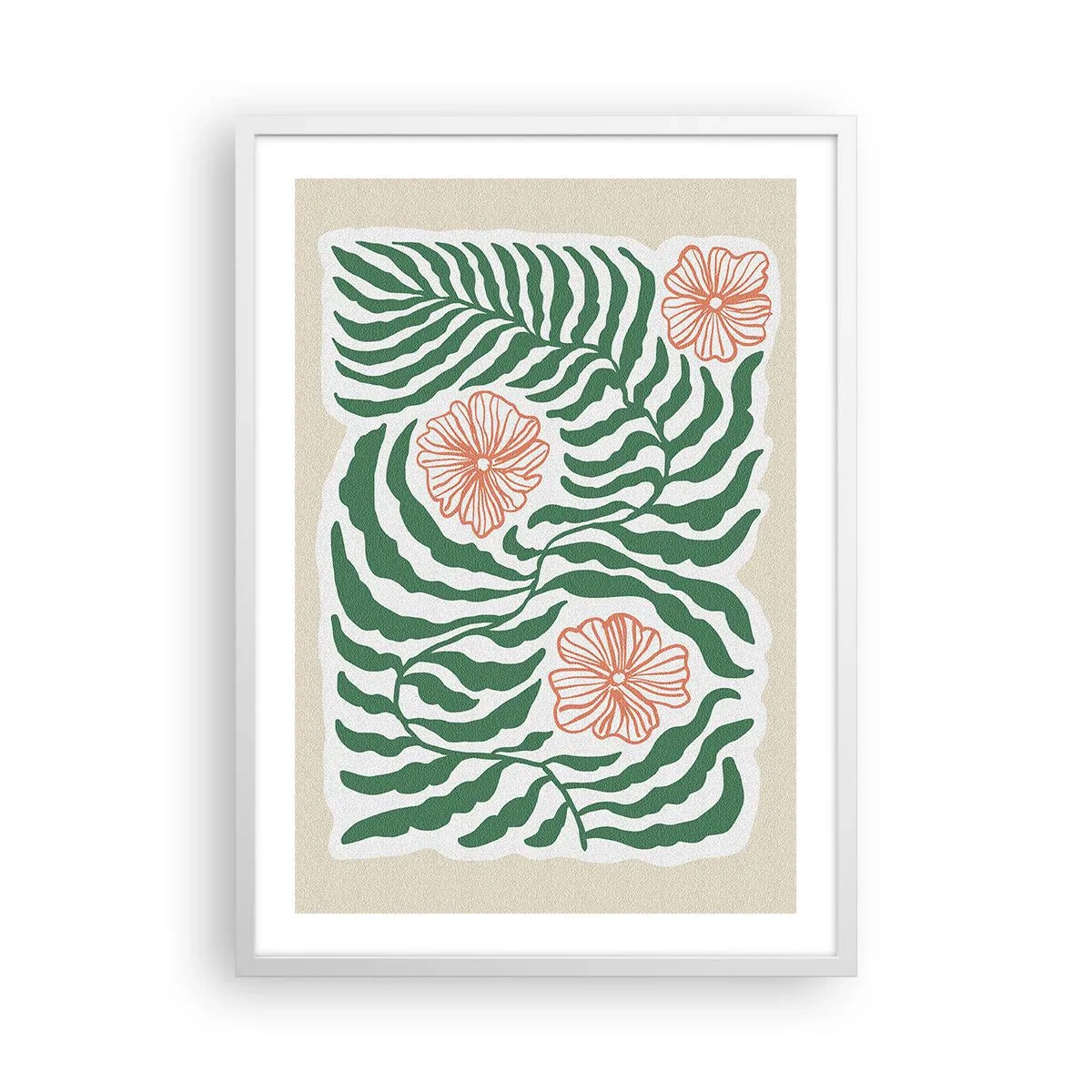 Affiche dans un cadre blanc - Poster - Fleurit en vert - 50x70 cm