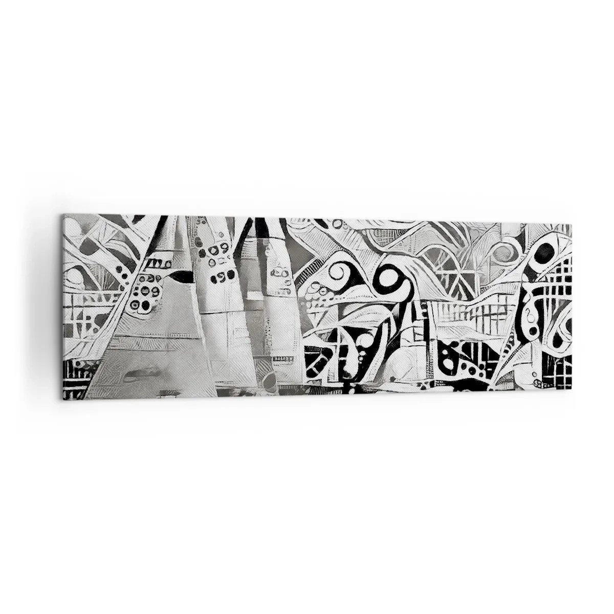 Impression sur toile - Image sur toile - Voiliers abstraits dans une composition monochrome - 160x50cm - Entre les vagues - Décoration murale moderne pour le salon et la chambre ARTTOR