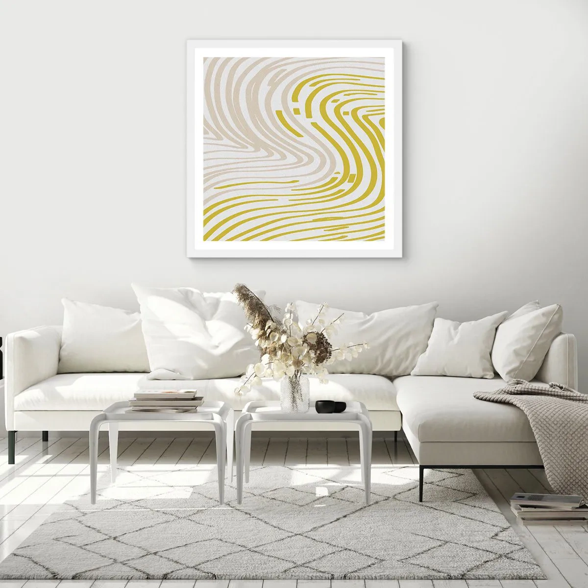 Affiche dans un cadre blanc - Poster - Une composition au léger virage - 60x60 cm