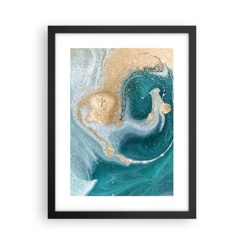 Affiche dans un cadre noir - Poster - Tourbillon d'or et de turquoise - 30x40 cm