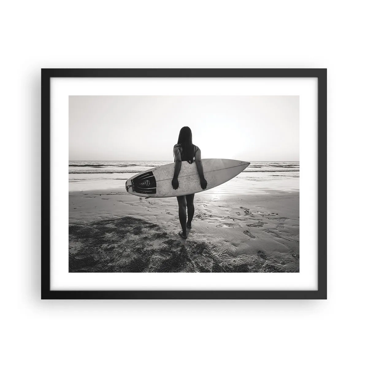 Affiche dans un cadre noir - Poster - Fille des vagues de la mer - 50x40 cm