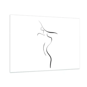 Impression sur verre - Image sur verre - Contour minimaliste d'une silhouette féminine en noir et blanc - 100x70cm - Insaisissable comme une vague - Décoration murale moderne pour le salon et la chambre ARTTOR