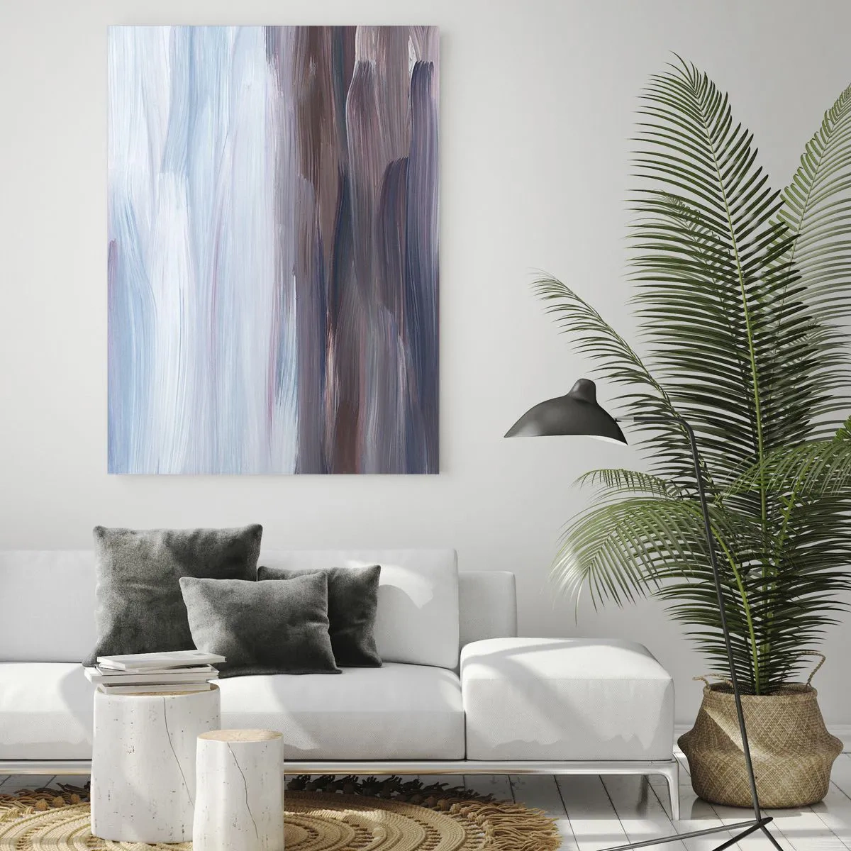 Impression sur verre - Image sur verre - Une abstraction subtile aux traits délicats dans des tons pastel. - 70x100cm - Éléments : eau - Décoration murale moderne pour le salon et la chambre ARTTOR