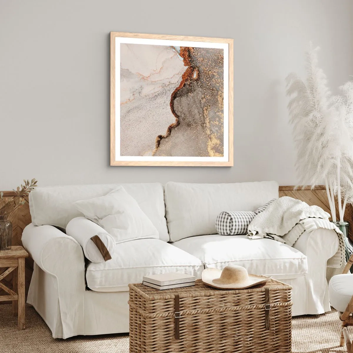 Affiche dans un chêne clair - Poster - Aux frontières des couleurs - 60x60 cm