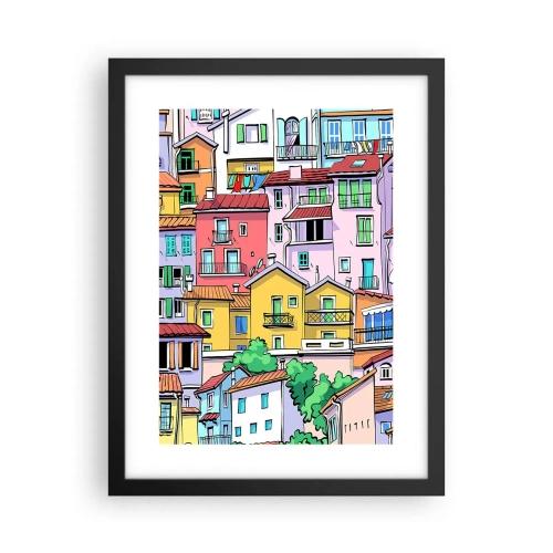 Affiche dans un cadre noir - Poster - Ville joyeuse - 30x40 cm