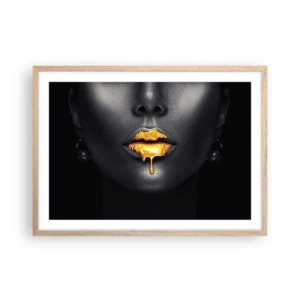 Affiche dans un chêne clair - Poster - Bouche d'or - 70x50 cm