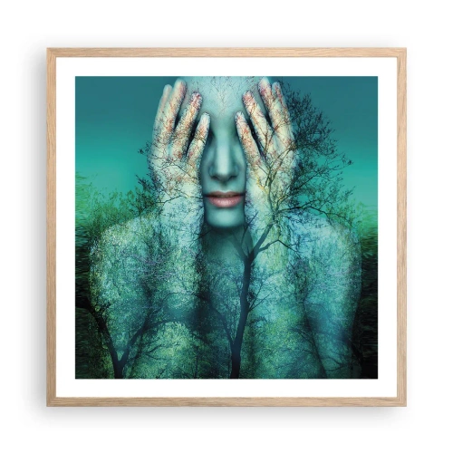 Affiche dans un chêne clair - Poster - immergé dans l'azur - 60x60 cm