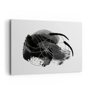 Impression sur toile - Image sur toile - Abstraction en noir et or sur fond blanc - 120x80cm - Fait de noir - Décoration murale moderne pour le salon et la chambre ARTTOR