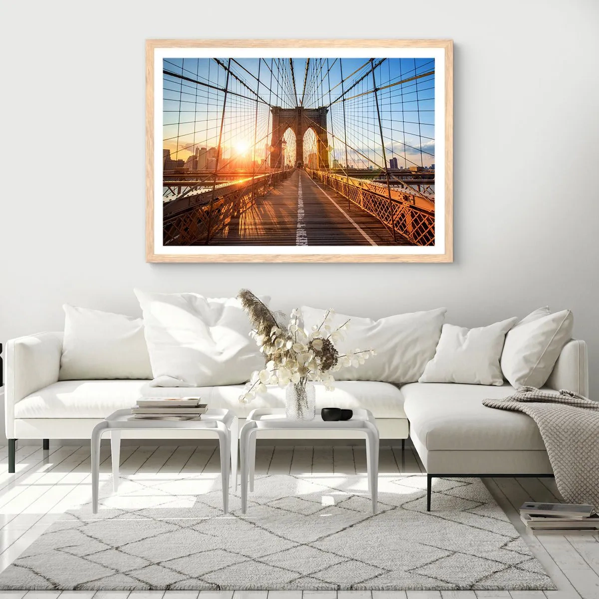 Affiche dans un chêne clair - Poster - Sur le pont d'or - 40x30 cm