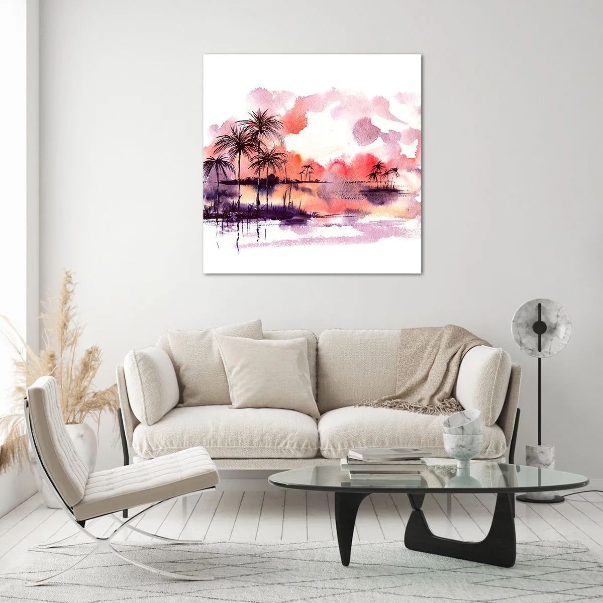 Impression sur verre - Image sur verre - La tranquillité des tropiques en rouge - 60x60 cm