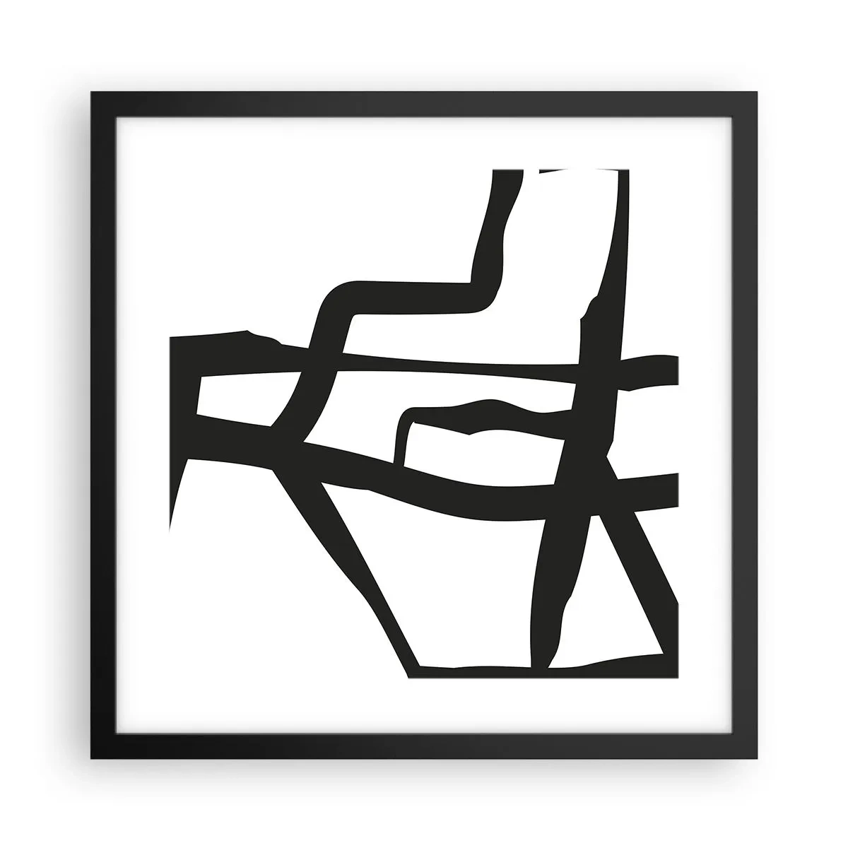 Affiche dans un cadre noir - Poster - Conception noir et blanc - 40x40 cm