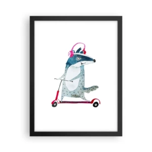 Affiche dans un cadre noir - Poster - La joie du blaireau - 30x40 cm