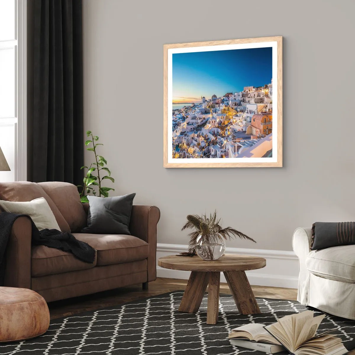 Affiche dans un chêne clair - Poster - L'essence de la grecque - 50x50 cm