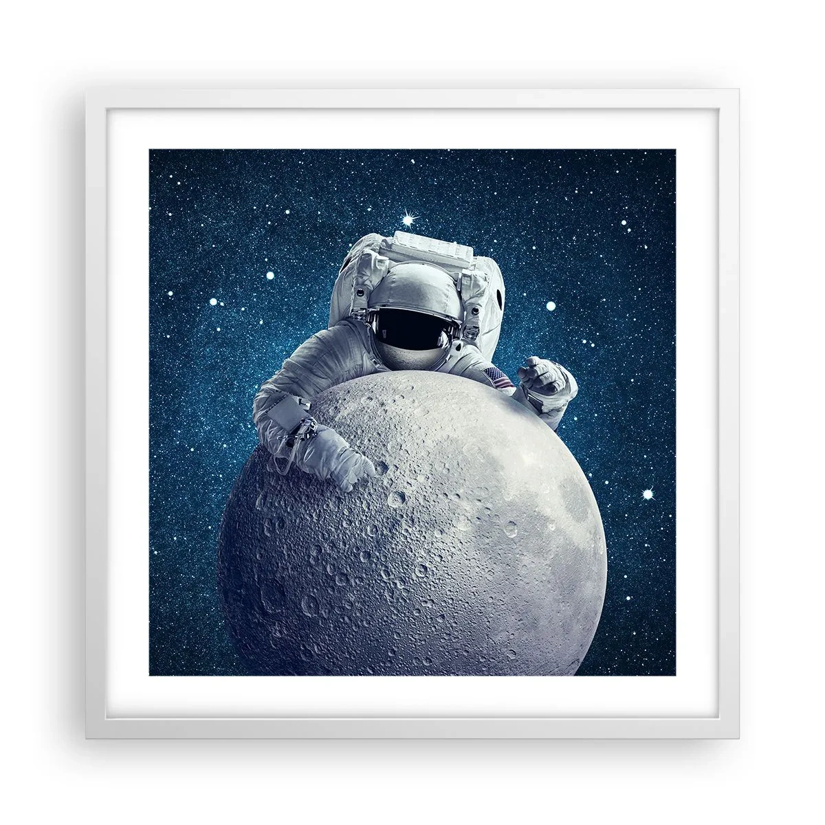 Affiche dans un cadre blanc - Poster - Comique de l'espace - 50x50 cm