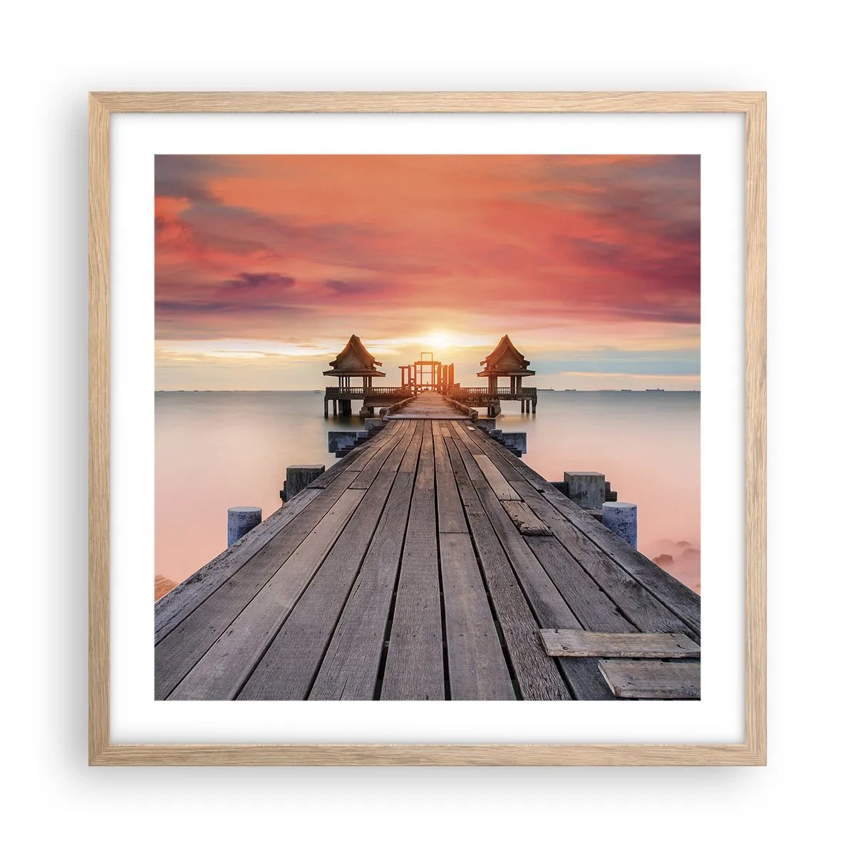 Affiche dans un chêne clair - Poster - L'Ouest à l'Est - 50x50 cm