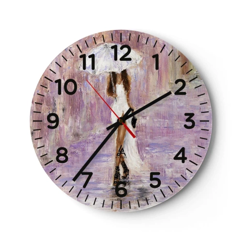 Horloge murale - Pendule murale - Sous la pluie lilas - 30x30 cm