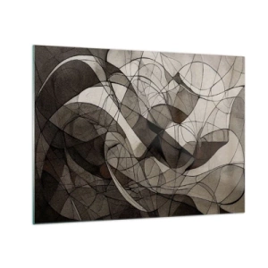 Impression sur verre - Image sur verre - Une composition abstraite de lignes organiques dans des tons terreux. - 70x50cm - Circulation des couleurs de la terre - Décoration murale moderne pour le salon et la chambre ARTTOR
