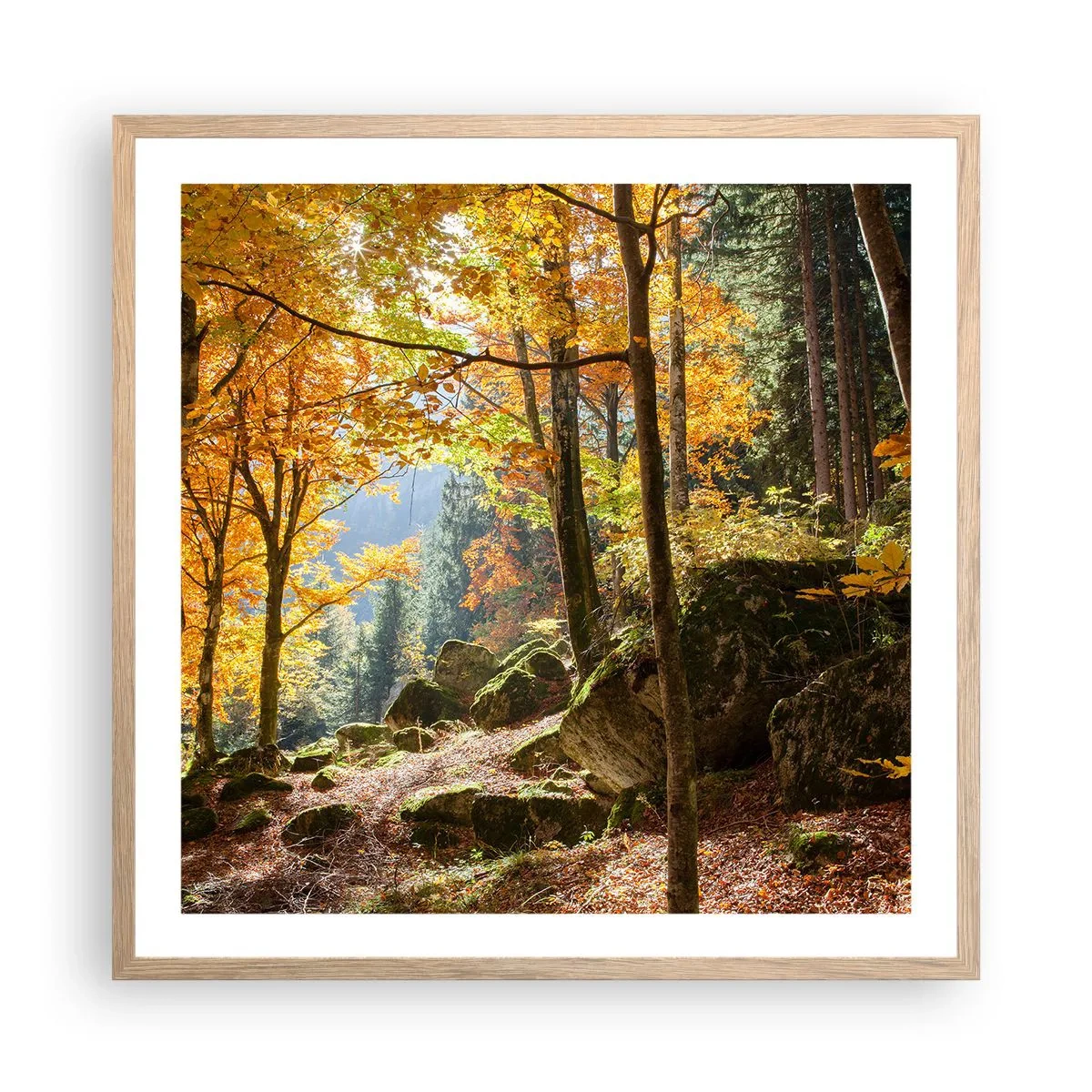 Affiche dans un chêne clair - Poster - Il est temps de se détendre - 60x60 cm