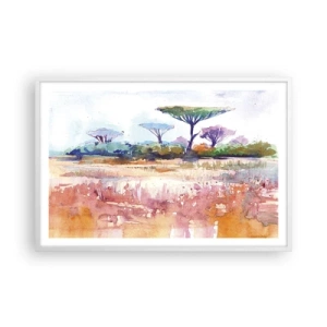 Affiche dans un cadre blanc - Poster - Couleurs de savane - 91x61 cm