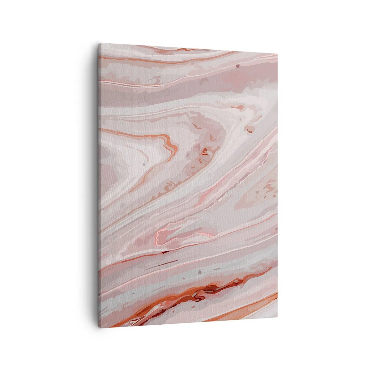 Impression sur toile - Image sur toile - Vagues abstraites dans des tons délicats de rose et de beige - 50x70cm - Rose liquide - Décoration murale moderne pour le salon et la chambre ARTTOR