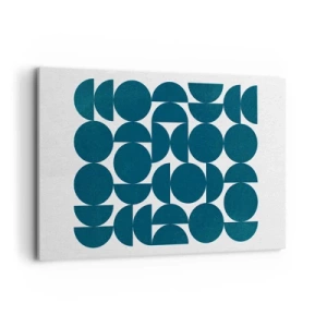 Impression sur toile - Image sur toile - Formes géométriques dans des tons bleu marine sur fond blanc - 120x80cm - Cercles et demi-cercles - Décoration murale moderne pour le salon et la chambre ARTTOR