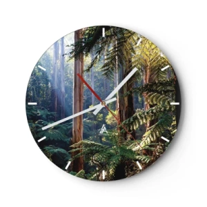 Horloge murale - Pendule murale - Forêt tropicale humide avec de grands arbres et des fougères - 30x30cm - Fable de la forêt - Décoration murale moderne pour le salon, la cuisine et la chambre ARTTOR