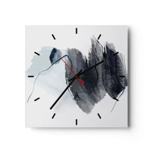 Horloge murale - Pendule murale - Composition abstraite dans les tons de gris et de bleu - 30x30cm - Intensité et mouvement - Décoration murale moderne pour le salon et la chambre ARTTOR