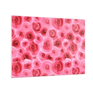 Impression sur verre - Image sur verre - Motif de rose aquarelle dans les tons de rouge et de rose - 70x50cm - Roses en-haut et en-bas - Décoration murale moderne pour le salon et la chambre ARTTOR