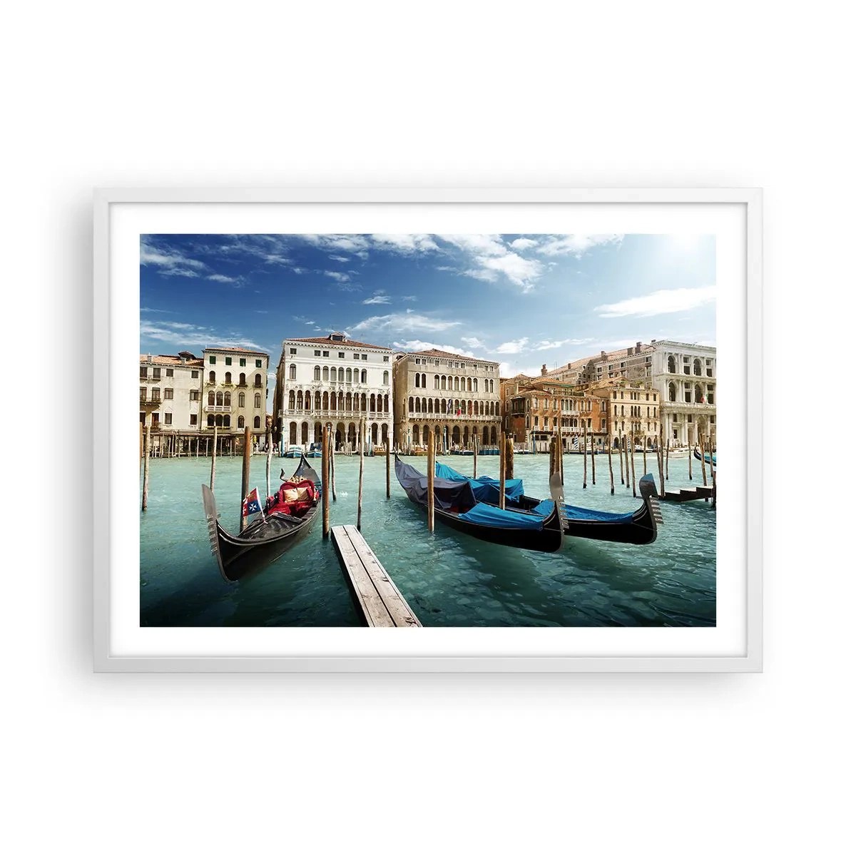 Affiche dans un cadre blanc - Poster - Palace bleu ciel - 70x50 cm