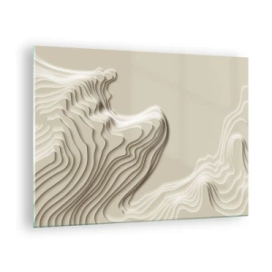 Impression sur verre - Image sur verre - Abstraction minimaliste avec des lignes topographiques sur fond beige. - 70x50cm - Topographie artistique - Décoration murale moderne pour le salon et la chambre ARTTOR