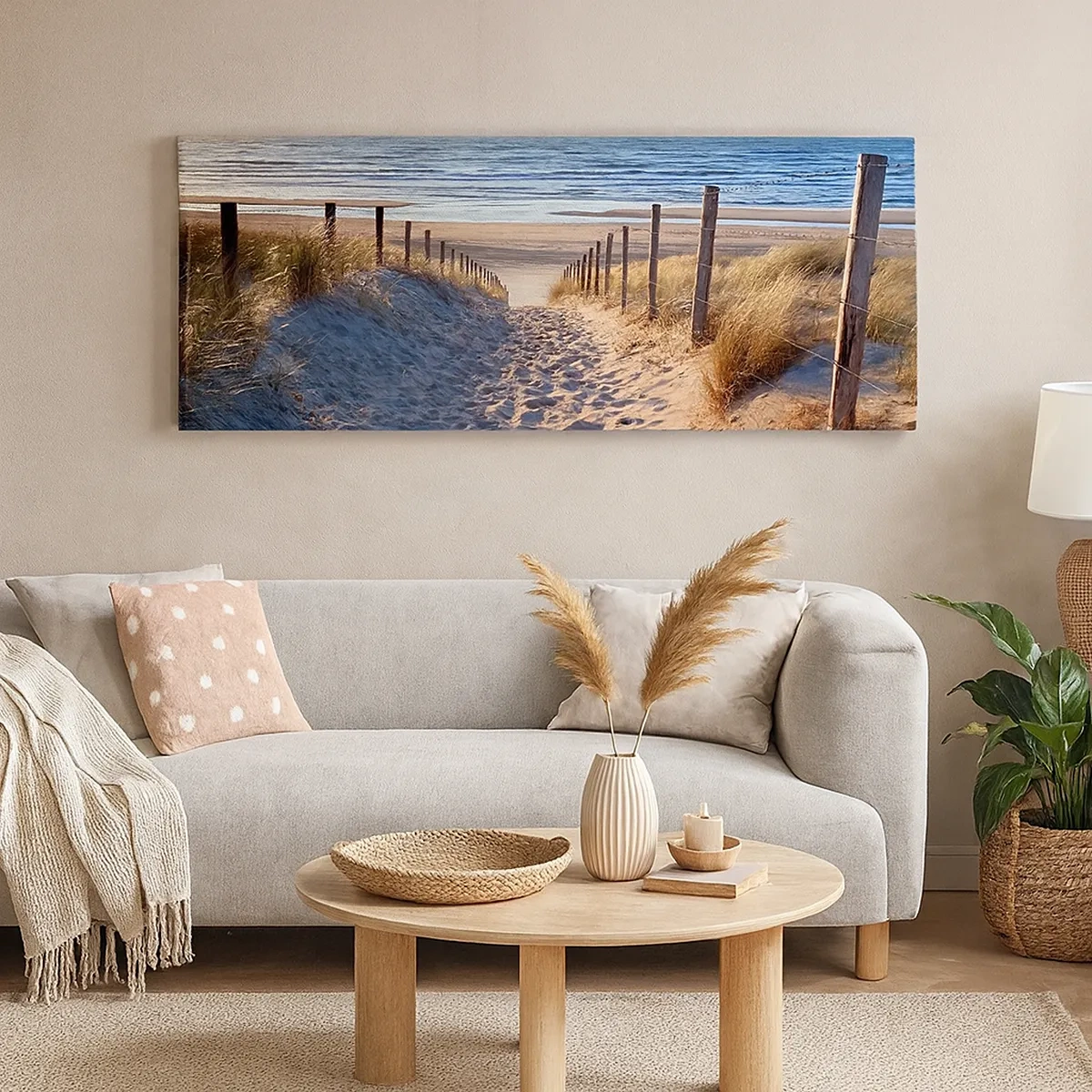 Impression sur toile - Image sur toile - Le bruit de la mer, le chant des oiseaux, une plage sauvage parmi les herbes… - 30x30 cm