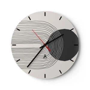 Horloge murale - Pendule murale - Lignes abstraites et un cercle noir sur fond clair dans une composition graphique - 30x30cm - Tremblement et confiance - Décoration murale moderne pour le salon, la cuisine et la chambre ARTTOR